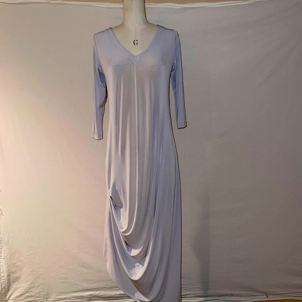 Reversible Dress Never Wrinkles and Features Gathered Asymmetric Skirt